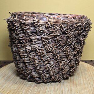 Vintage Handcrafted Planter Basket Native American Coiled Pine Needle